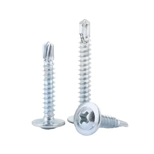 Zinc-Plated Cross Large Flat Head Drill Tail Screws - Main Product Image