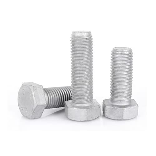 Assorted sizes of hot-dip galvanized hex bolts – M8, M10, M12 for industrial use